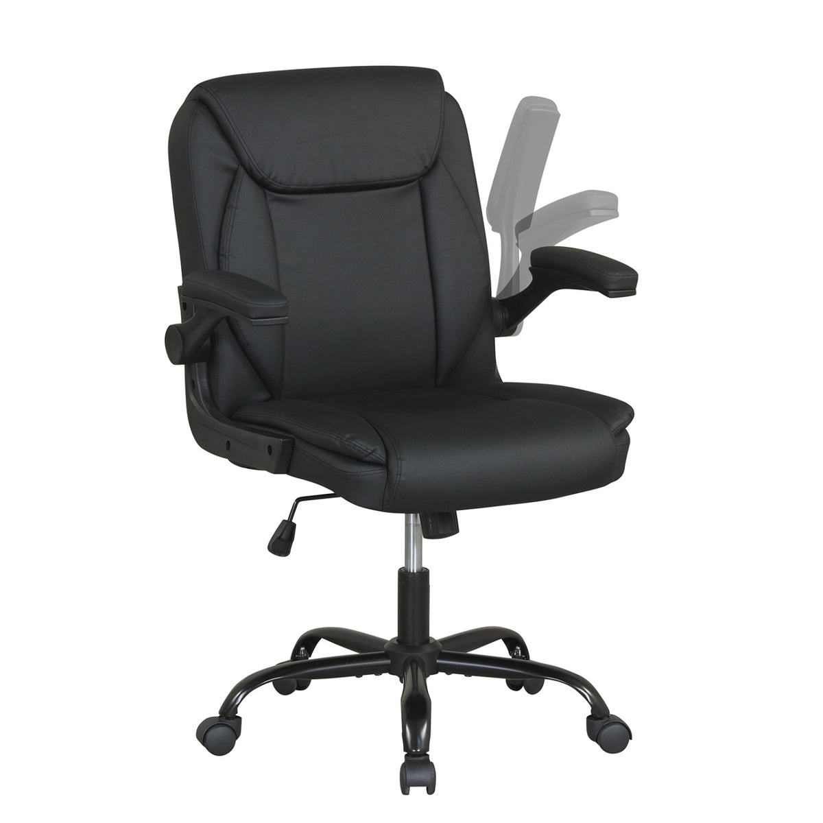 Ergonomic Leather Office Chair with Flip-up Armrests and Rocking