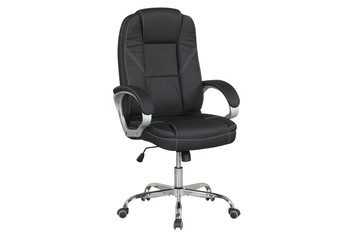 Ergonomic Leather Office Chair with Padded Armrests and Rocking