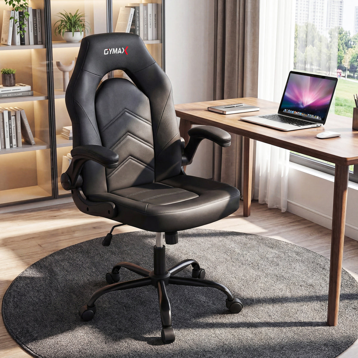 Leather Office Chair Ergonomic Computer Desk Chair - Black