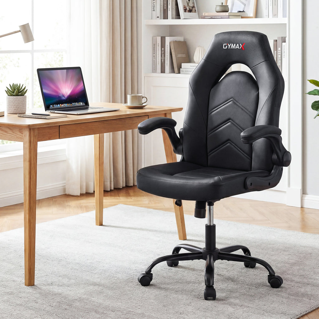 Leather Office Chair Ergonomic Computer Desk Chair - Black