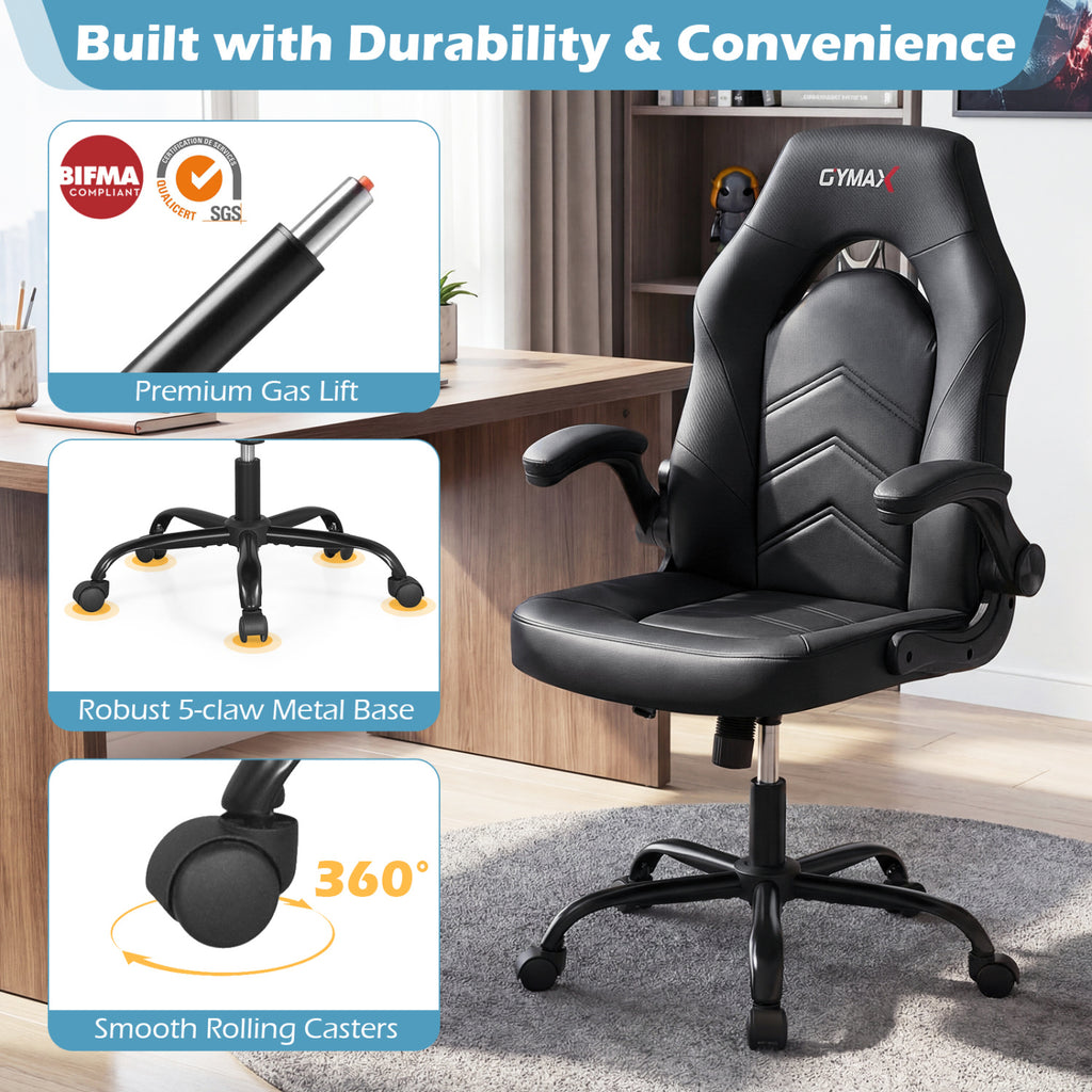 Leather Office Chair Ergonomic Computer Desk Chair - Black