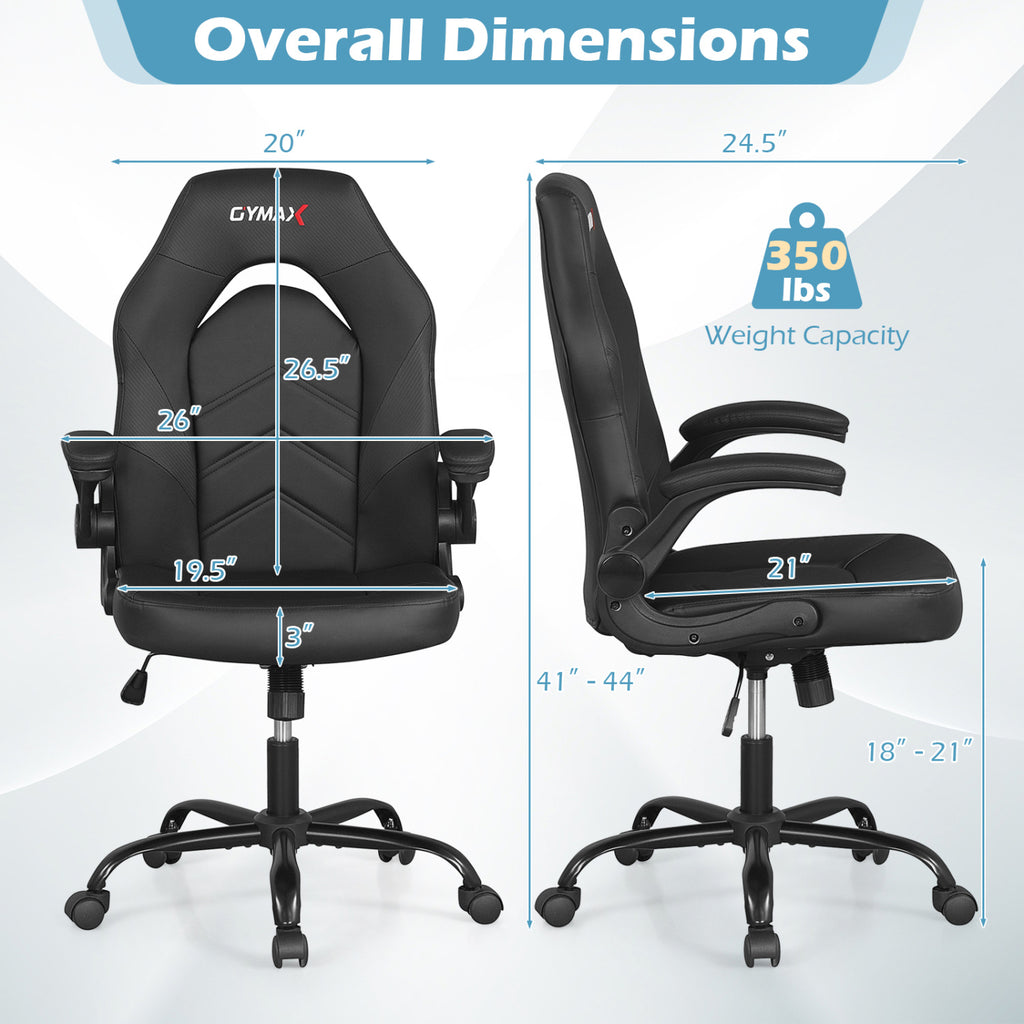 Leather Office Chair Ergonomic Computer Desk Chair - Black