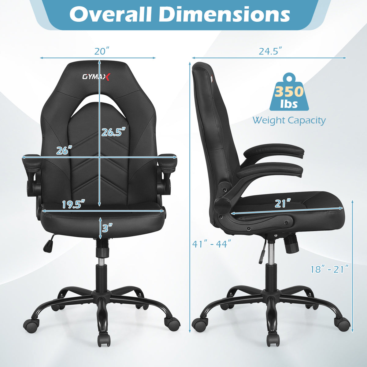 Leather Office Chair Ergonomic Computer Desk Chair - Black