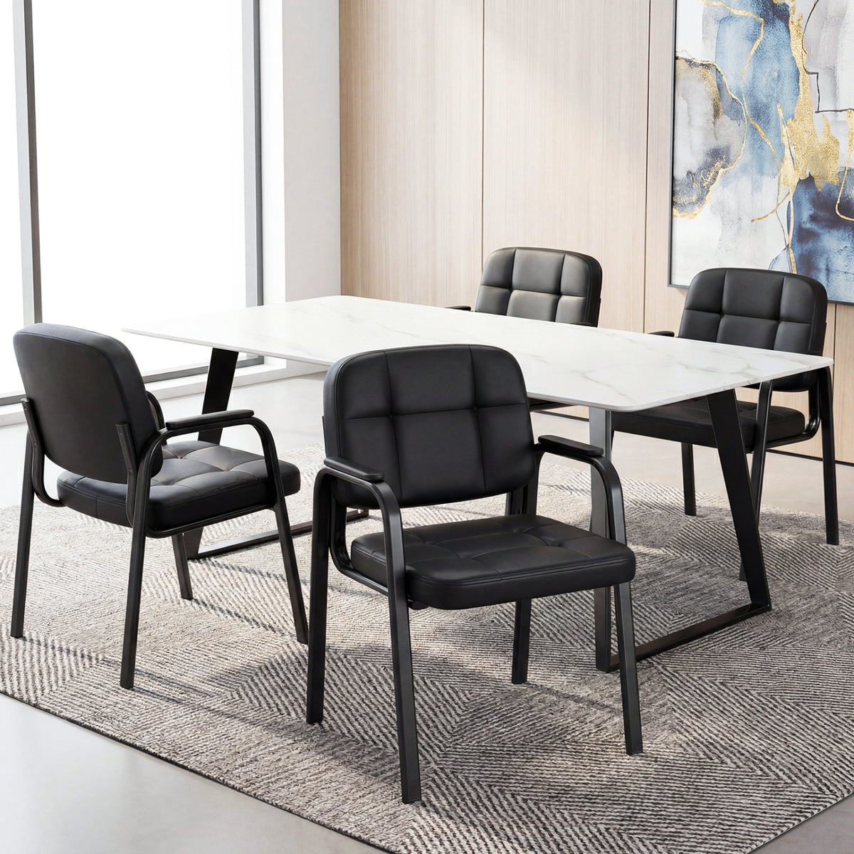 Leather Office Reception Chairs Set of 2 - Guest Seating