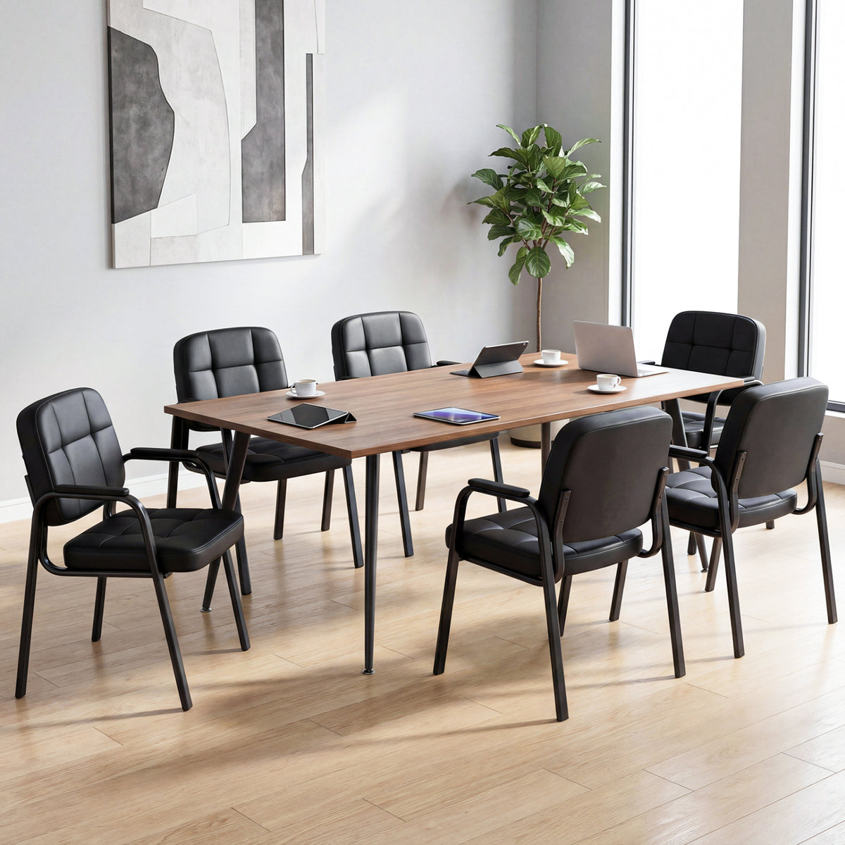 Leather Office Reception Chairs Set of 2 - Guest Seating