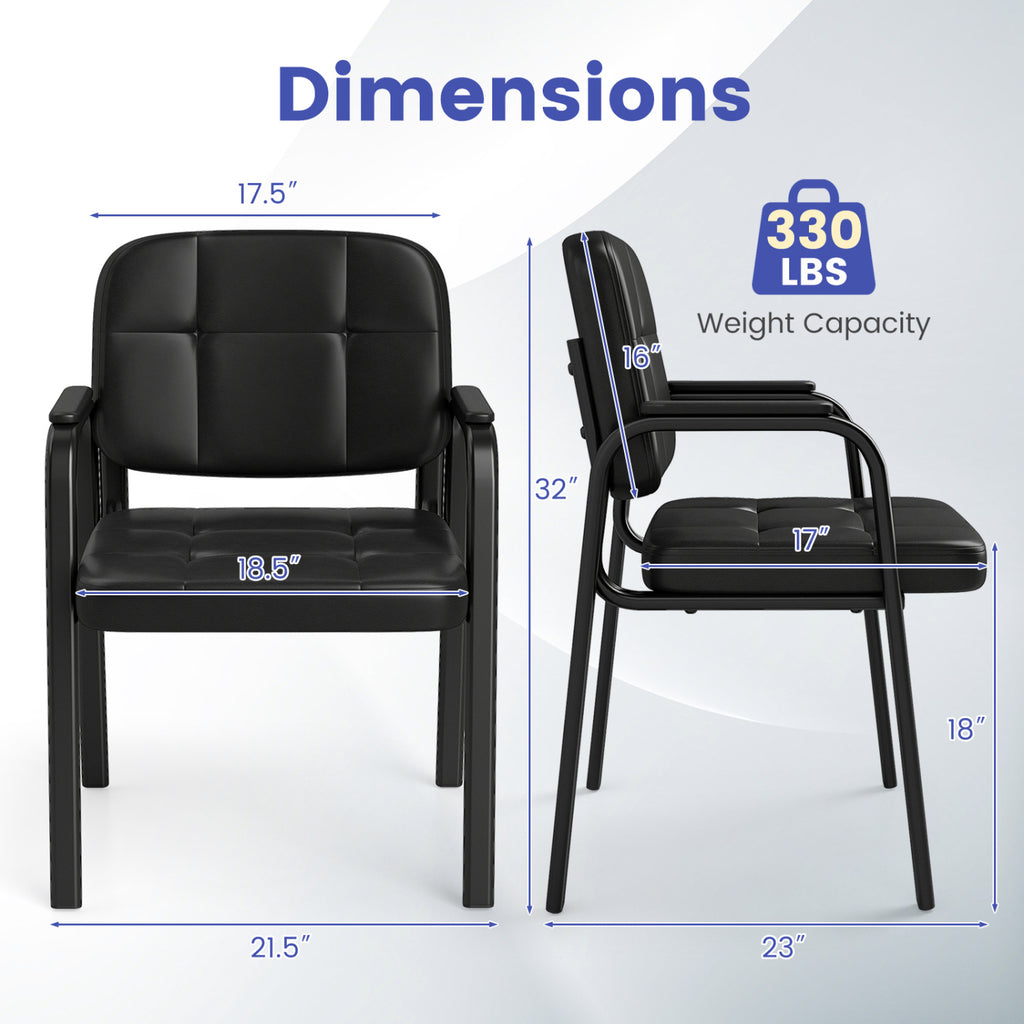 Leather Office Reception Chairs Set of 2 - Guest Seating