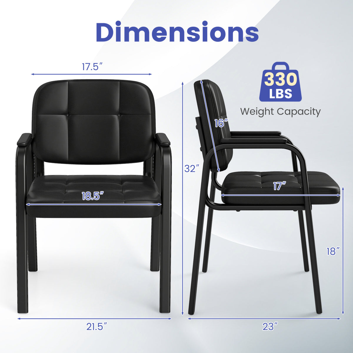Leather Office Reception Chairs Set of 2 - Guest Seating