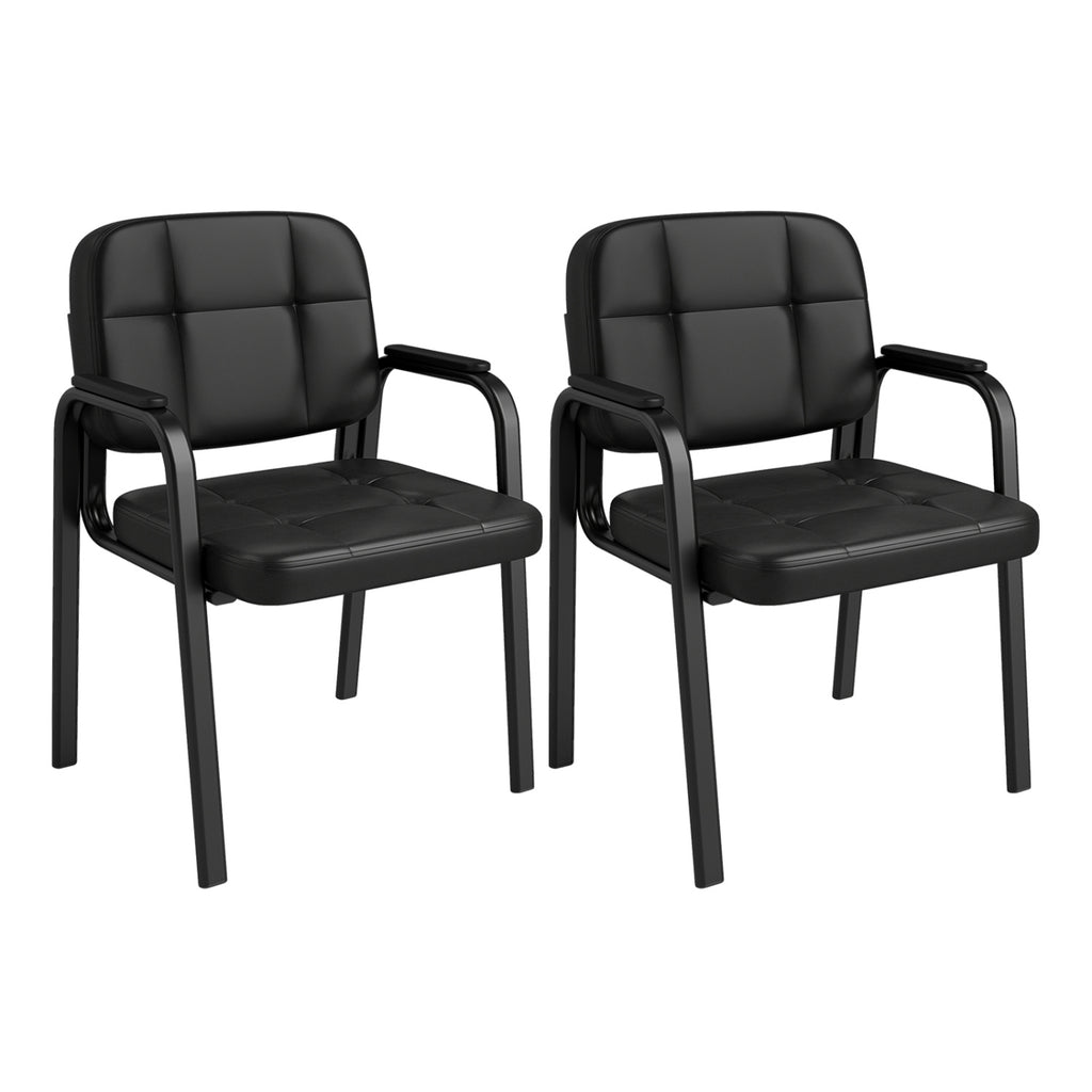 Leather Office Reception Chairs Set of 2 - Guest Seating