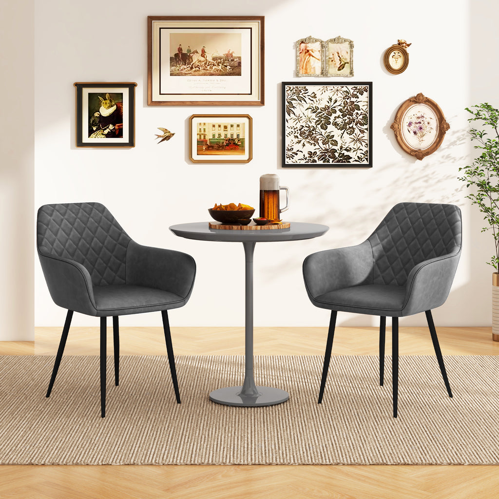 Dining Chair Set of 2 with Curved Backrest - Gray