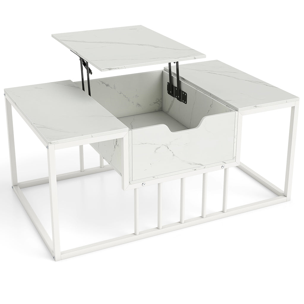 Lift Top Coffee Table Modern with Hidden Storage - White