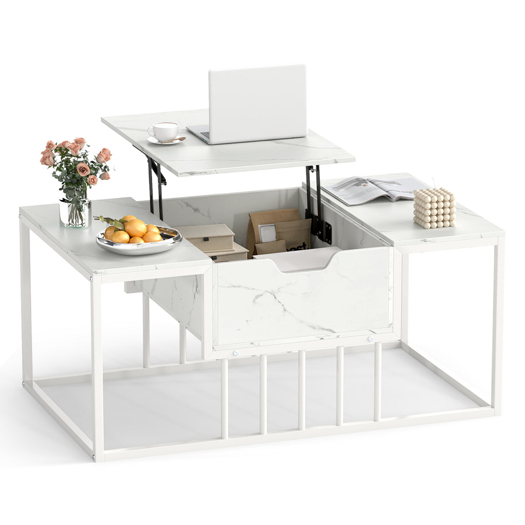 Lift Top Coffee Table Modern with Hidden Storage - White