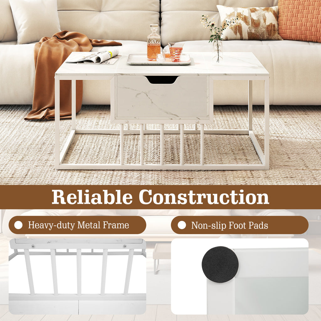 Lift Top Coffee Table Modern with Hidden Storage - White