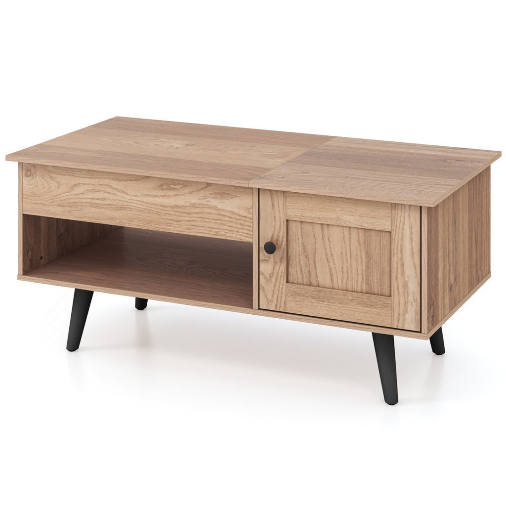 Lift Top Coffee Table with Storage and Hidden Compartments - Natural