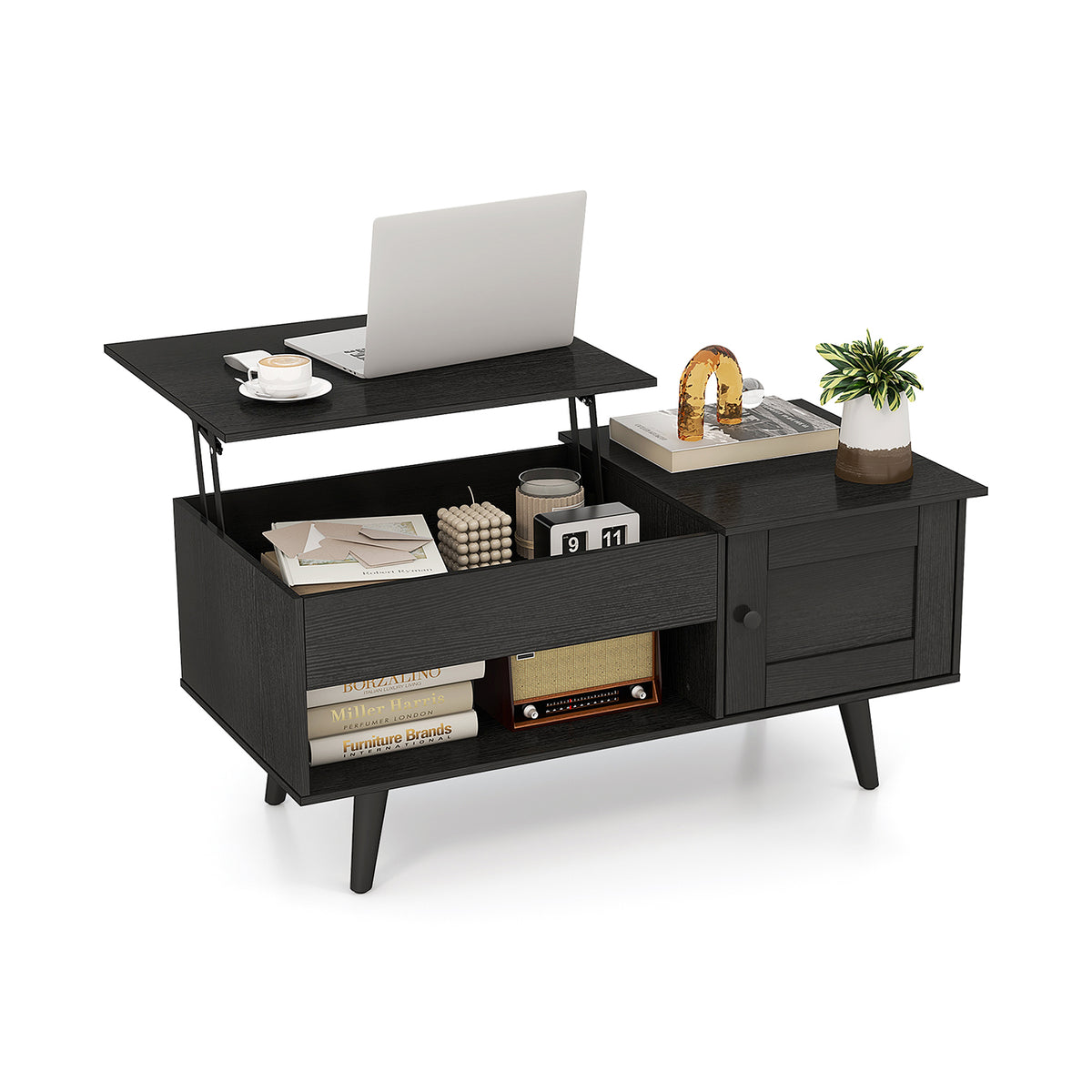 Lift-Top Coffee Table with Hidden Storage - Natural
