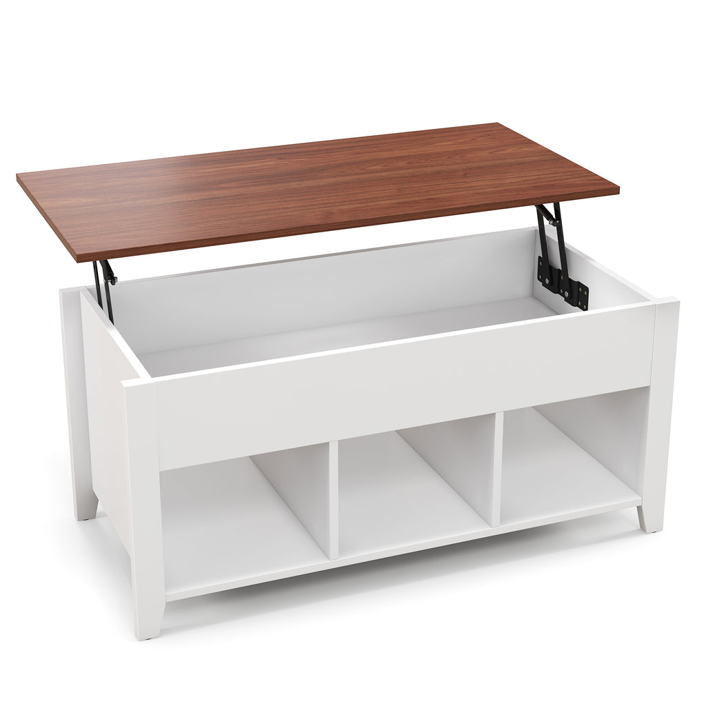 Lift Top Coffee Table with Storage Compartment - White
