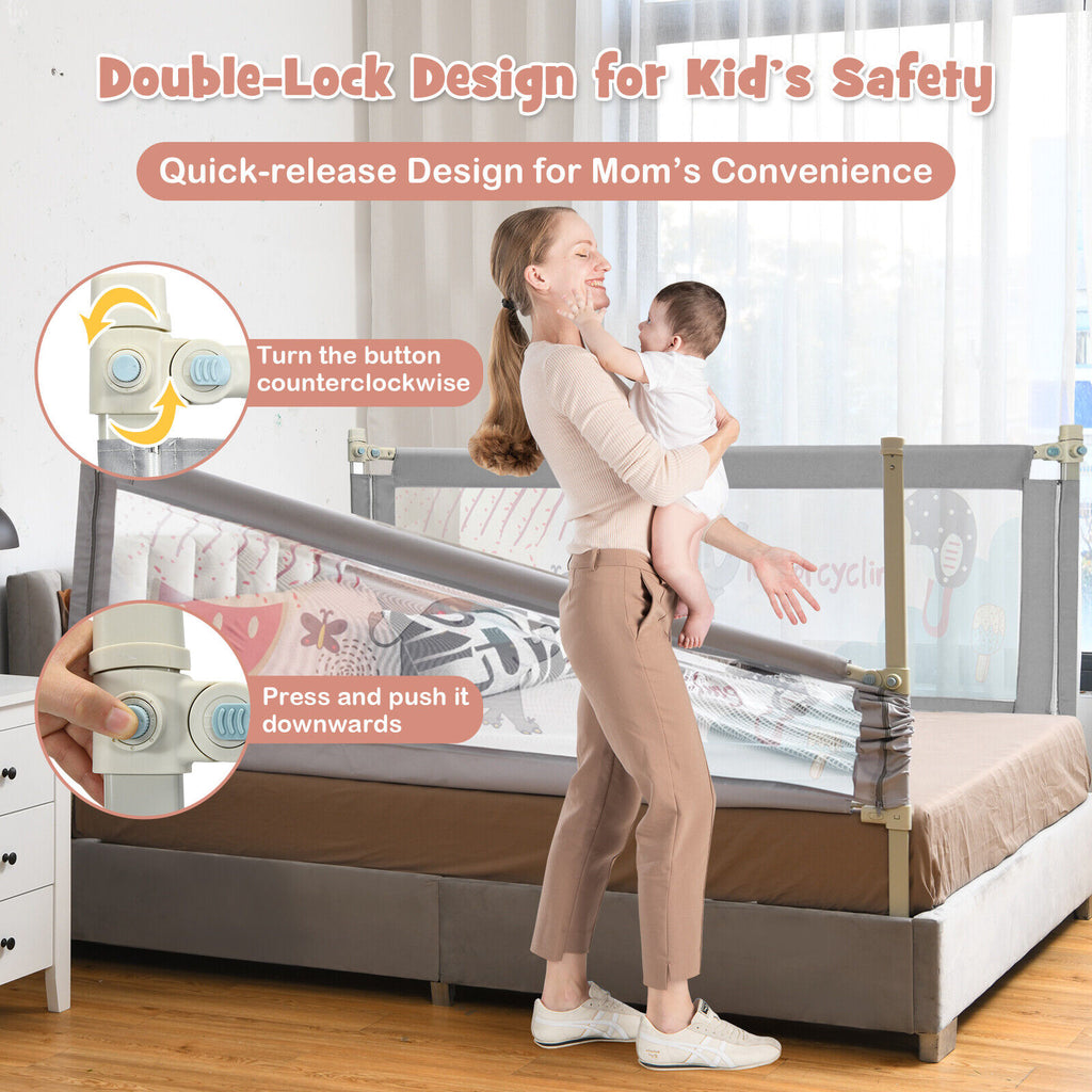 Vertical Baby Bed Rail with Lock - Adjustable & Safety Gate for Toddler Bed - Variation L