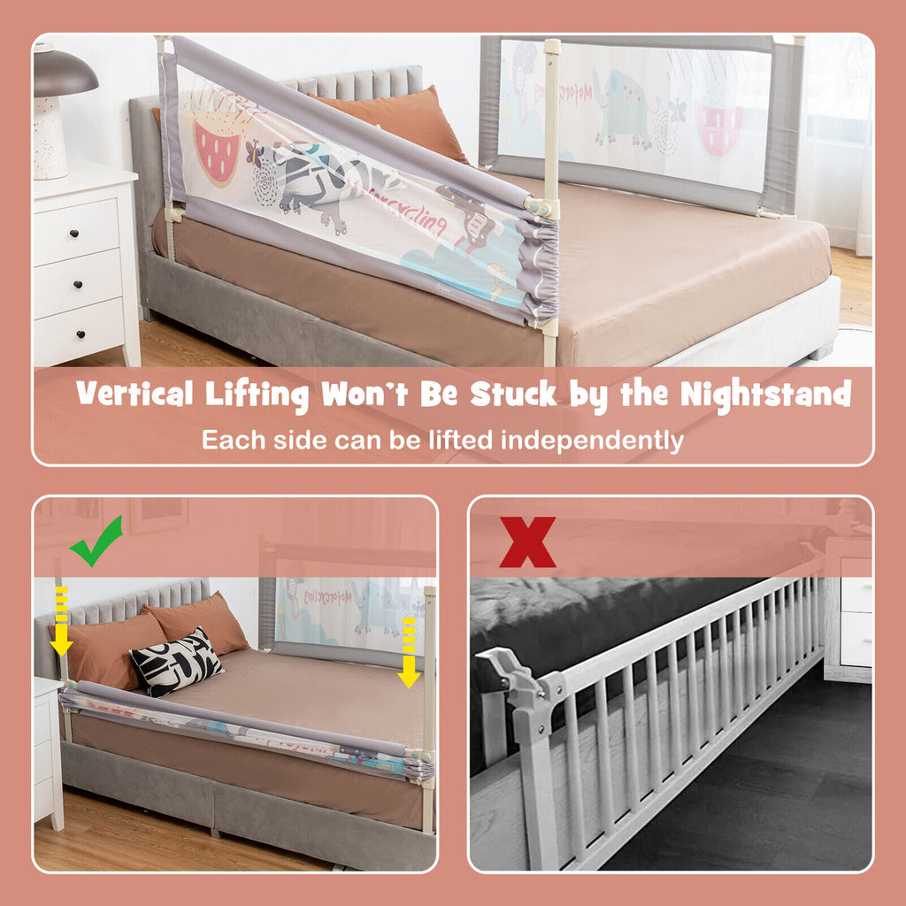 Vertical Baby Bed Rail with Lock - Adjustable & Safety Gate for Toddler Bed - Variation L