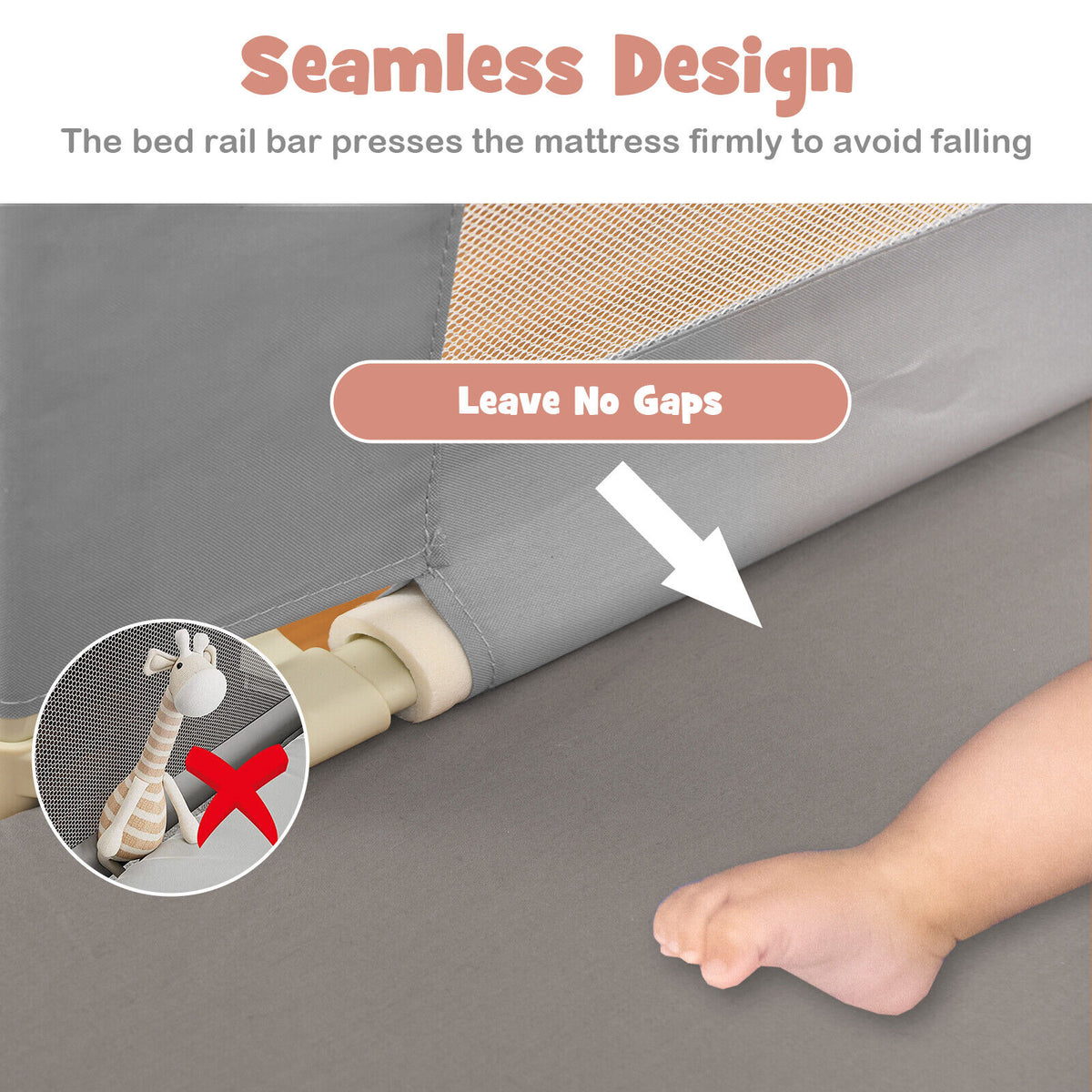 Vertical Baby Bed Rail with Lock - Adjustable & Safety Gate for Toddler Bed - Variation L
