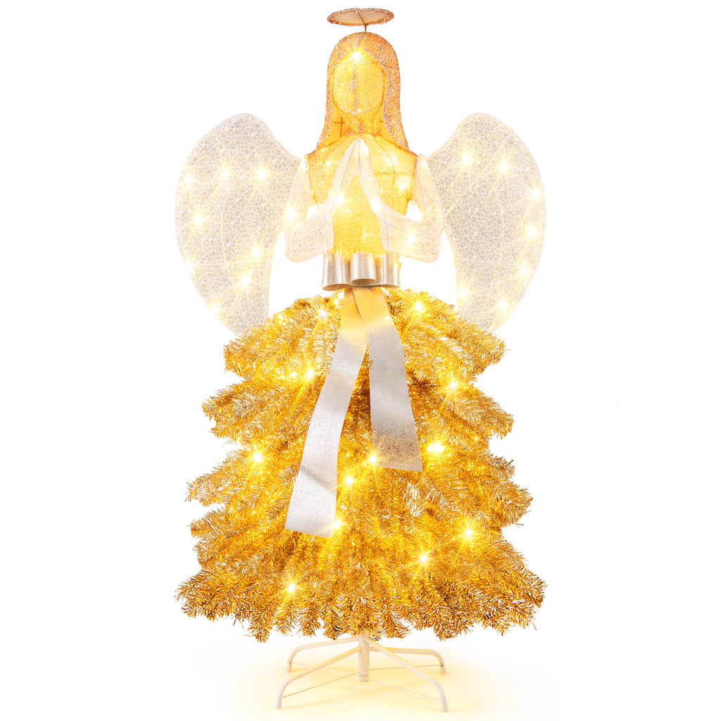 Artificial Christmas Tree with Necklace & Plush Shawl - 5 Ft Pre-lit Mannequin Xmas Tree with 465 Tips