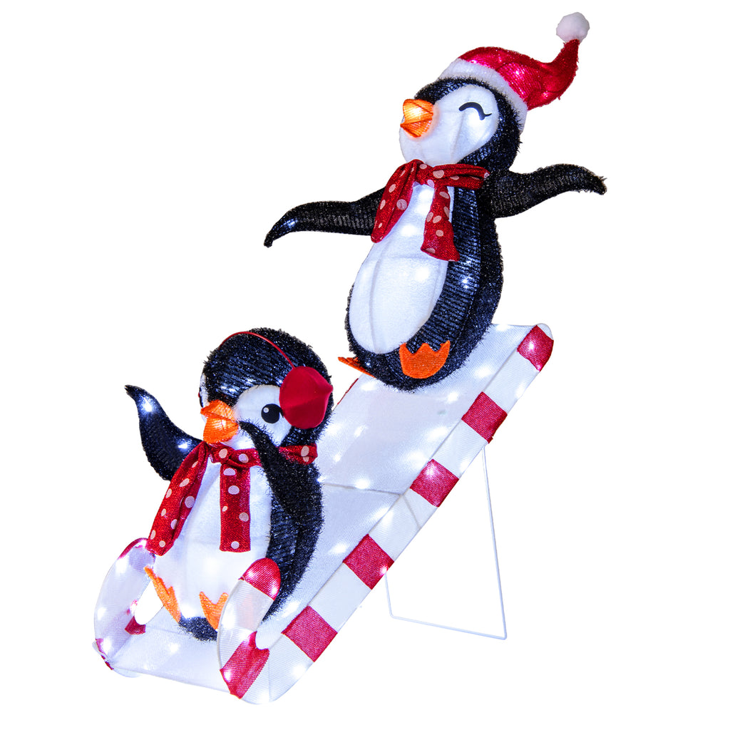 Fabric-Covered Lighted Christmas Penguin Slide with 170 LED Lights - Pre-Lit Holiday Decoration