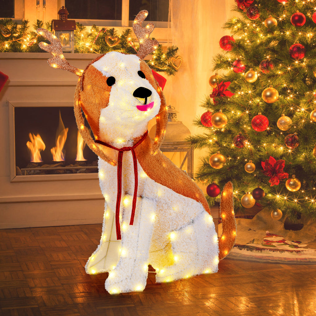 Lighted Christmas Dog Garden Stake with LED Lights and Ground Stakes