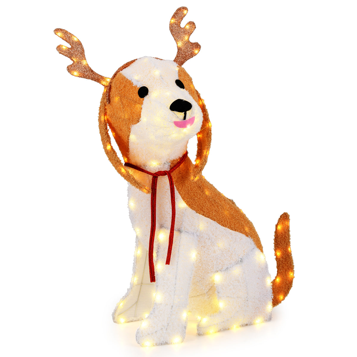 Lighted Christmas Dog Garden Stake with LED Lights and Ground Stakes