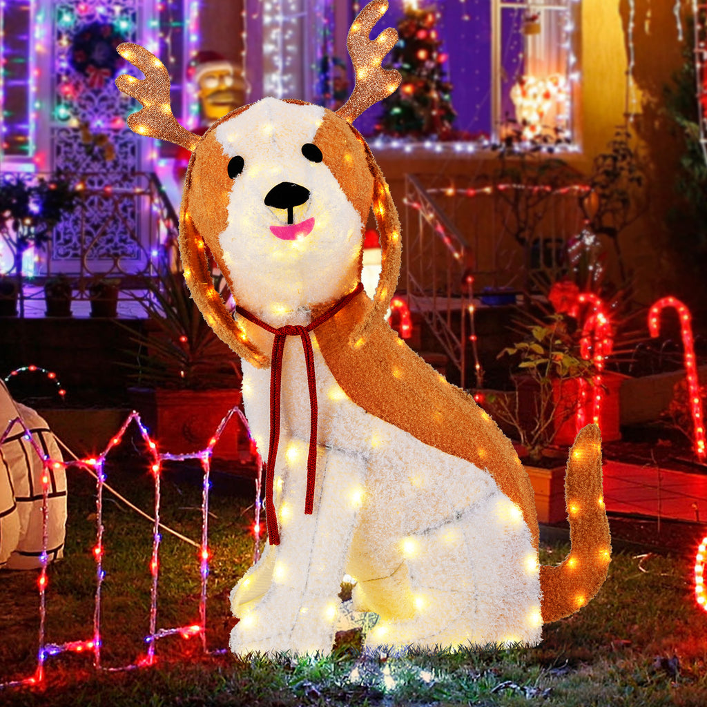 Lighted Christmas Dog Garden Stake with LED Lights and Ground Stakes