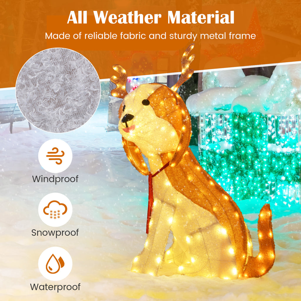 Lighted Christmas Dog Garden Stake with LED Lights and Ground Stakes