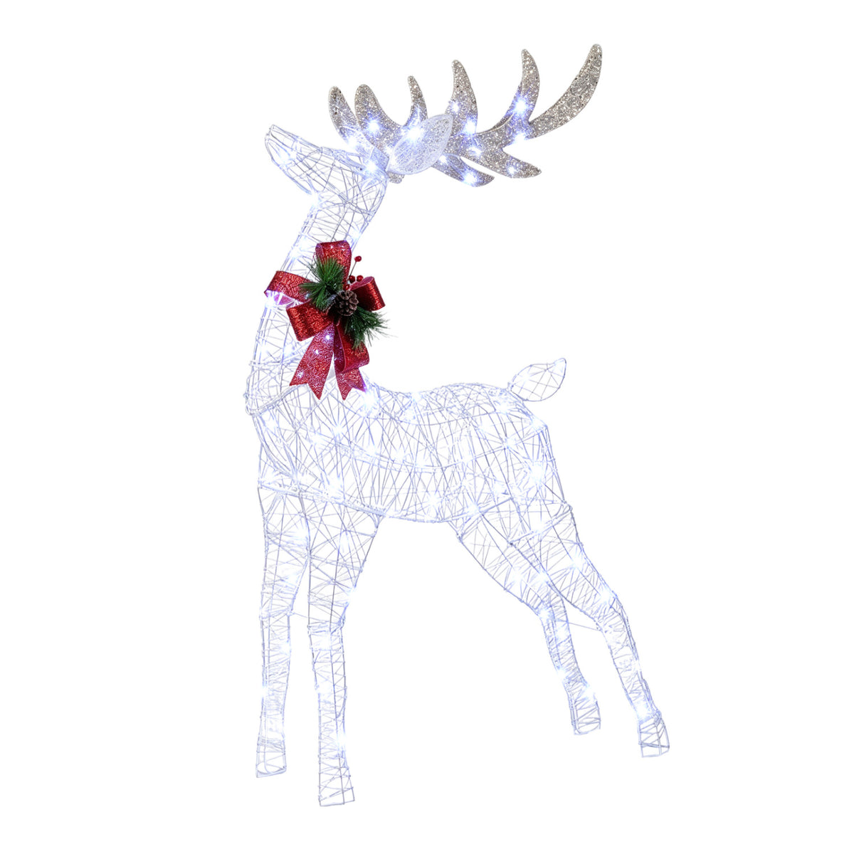 Lighted Christmas Reindeer with Cold LED Lights - White, Costway