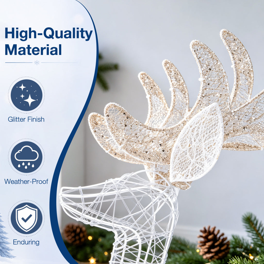 Lighted Christmas Reindeer Decoration with 170 White LED Lights - 2 Reindeers Set