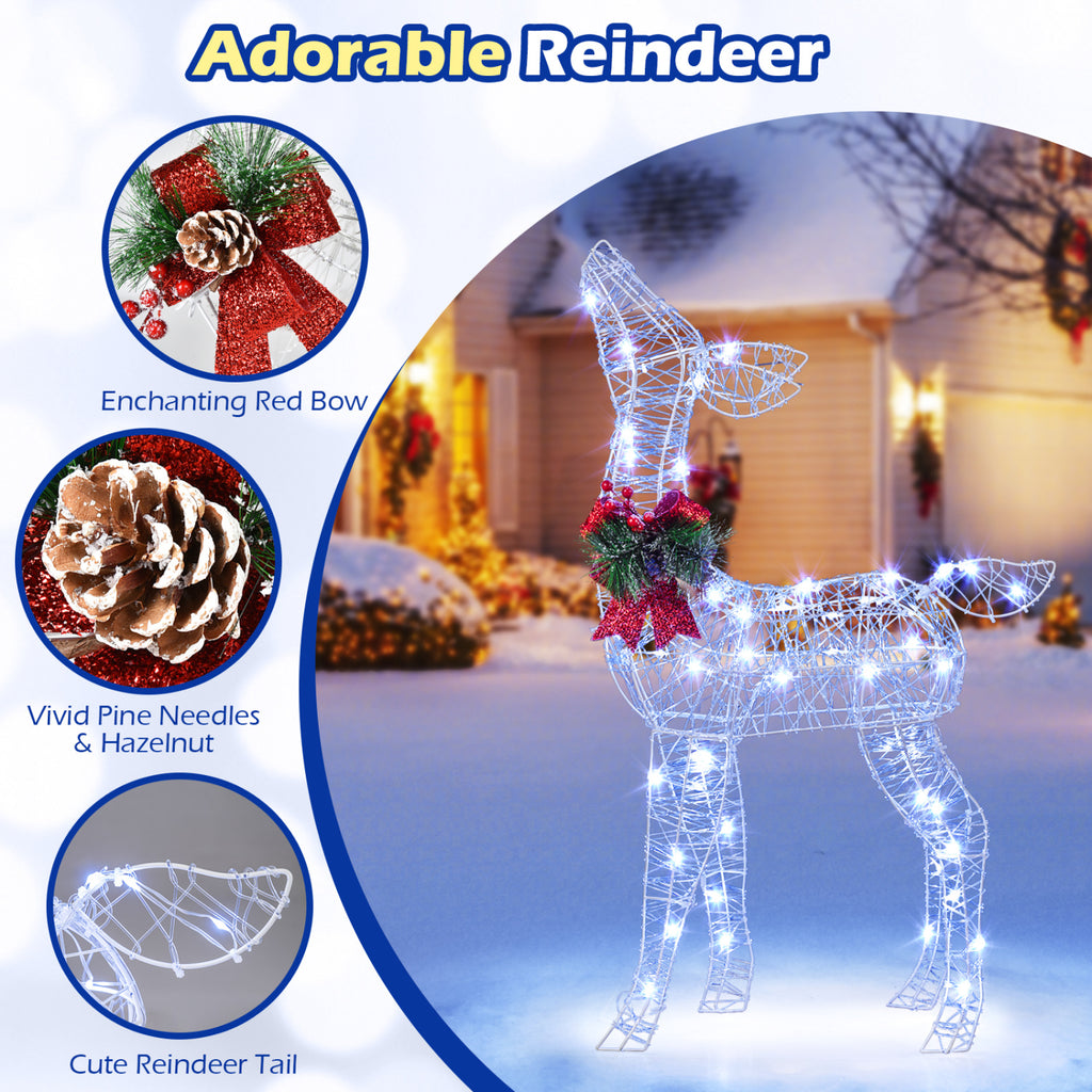 Lighted Christmas Reindeer Decoration with 170 White LED Lights - 2 Reindeers Set