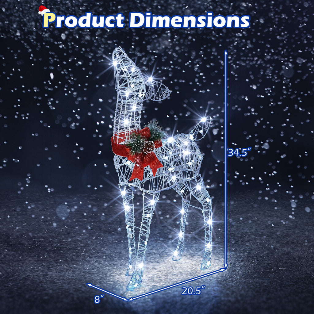 Lighted Christmas Reindeer Decoration with 170 White LED Lights - 2 Reindeers Set