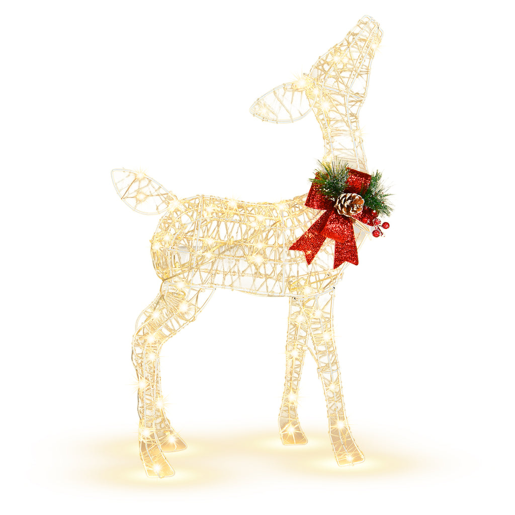 34.5 Inch Lighted Christmas Reindeer Decoration with Warm White LED Lights - Variation: Warm Light