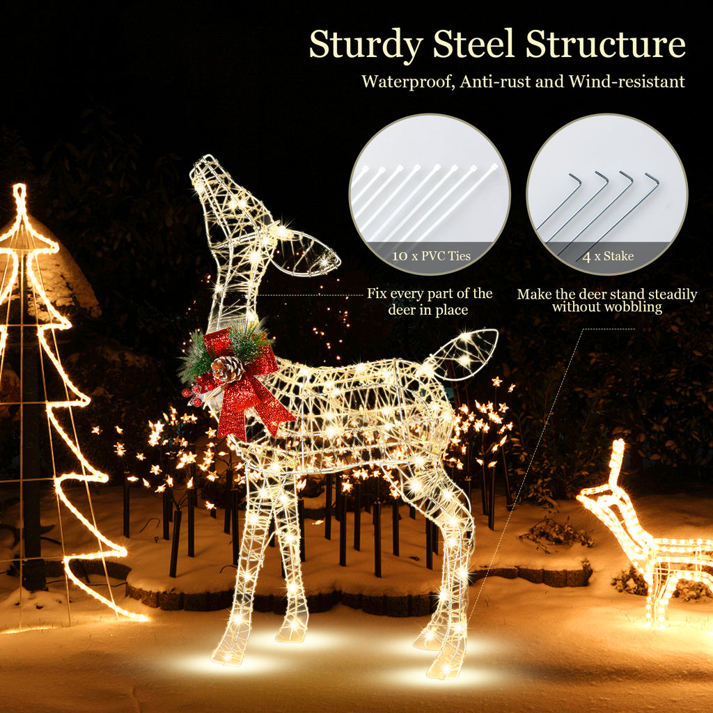34.5 Inch Lighted Christmas Reindeer Decoration with Warm White LED Lights - Variation: Warm Light