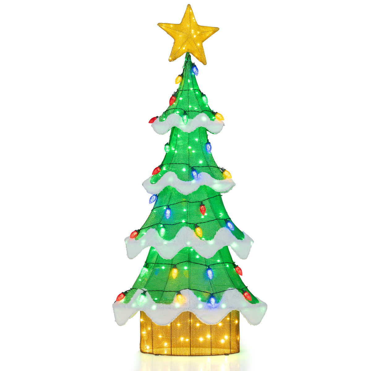 Outdoor Indoor 3D Mesh Christmas Tree with 34 Colorful Strawberry Bulb Lights - 5.2 ft