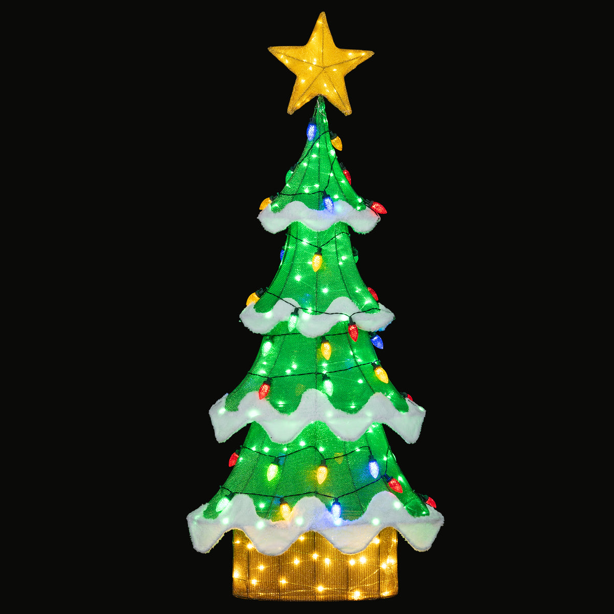 Outdoor Indoor 3D Mesh Christmas Tree with 34 Colorful Strawberry Bulb Lights - 5.2 ft