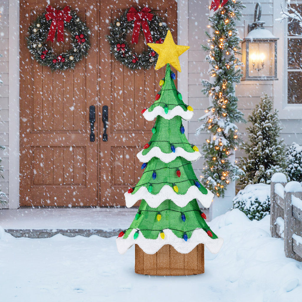 Outdoor Indoor 3D Mesh Christmas Tree with 34 Colorful Strawberry Bulb Lights - 5.2 ft