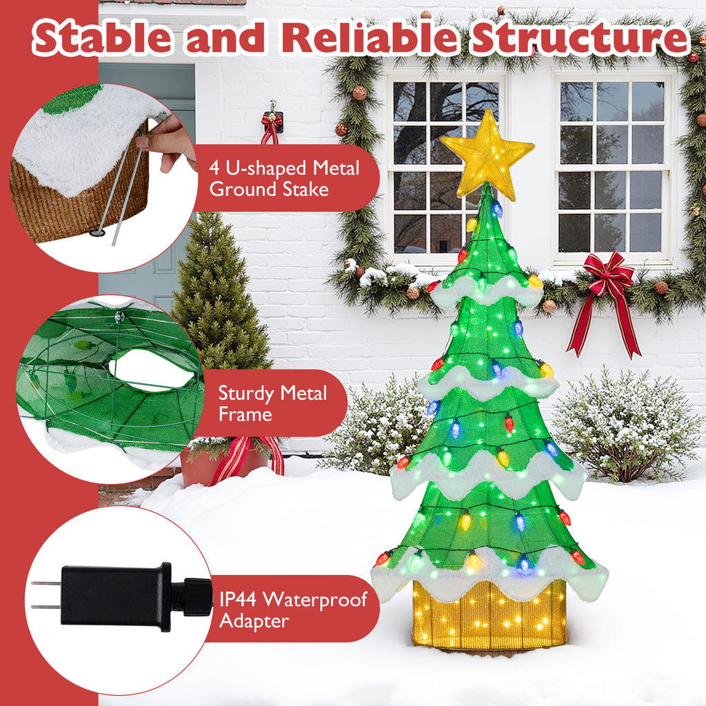 Outdoor Indoor 3D Mesh Christmas Tree with 34 Colorful Strawberry Bulb Lights - 5.2 ft