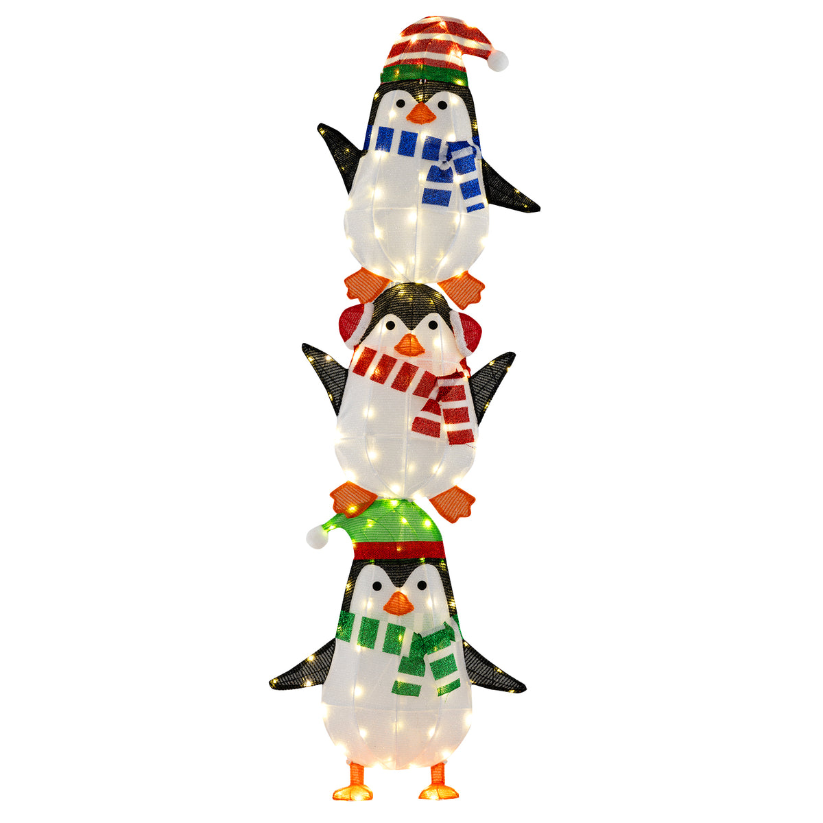 Lighted Christmas Mailbox and Penguin Decoration - Holiday Yard Display with 160 LED Lights - Penguin with Mailbox