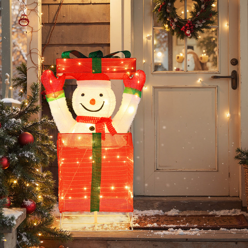 Lighted Snowman Christmas Decoration in Gift Box with LED Lights