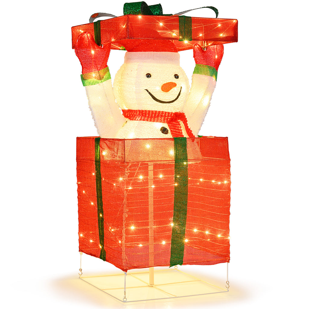 Lighted Snowman Christmas Decoration in Gift Box with LED Lights