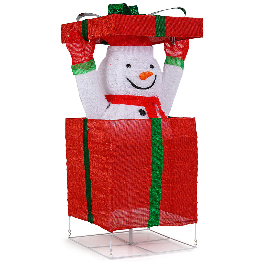 Lighted Snowman Christmas Decoration in Gift Box with LED Lights