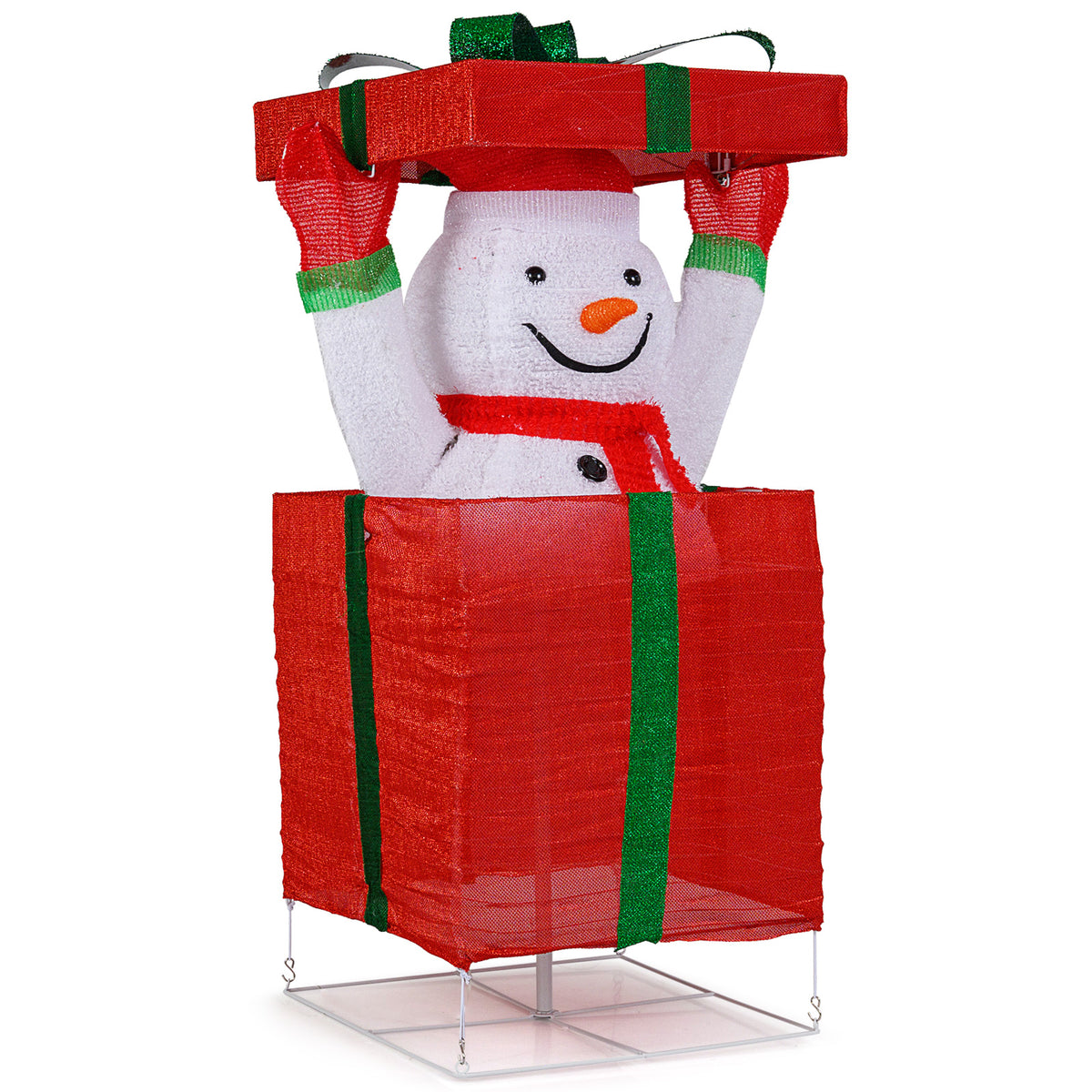 Lighted Snowman Christmas Decoration in Gift Box with LED Lights