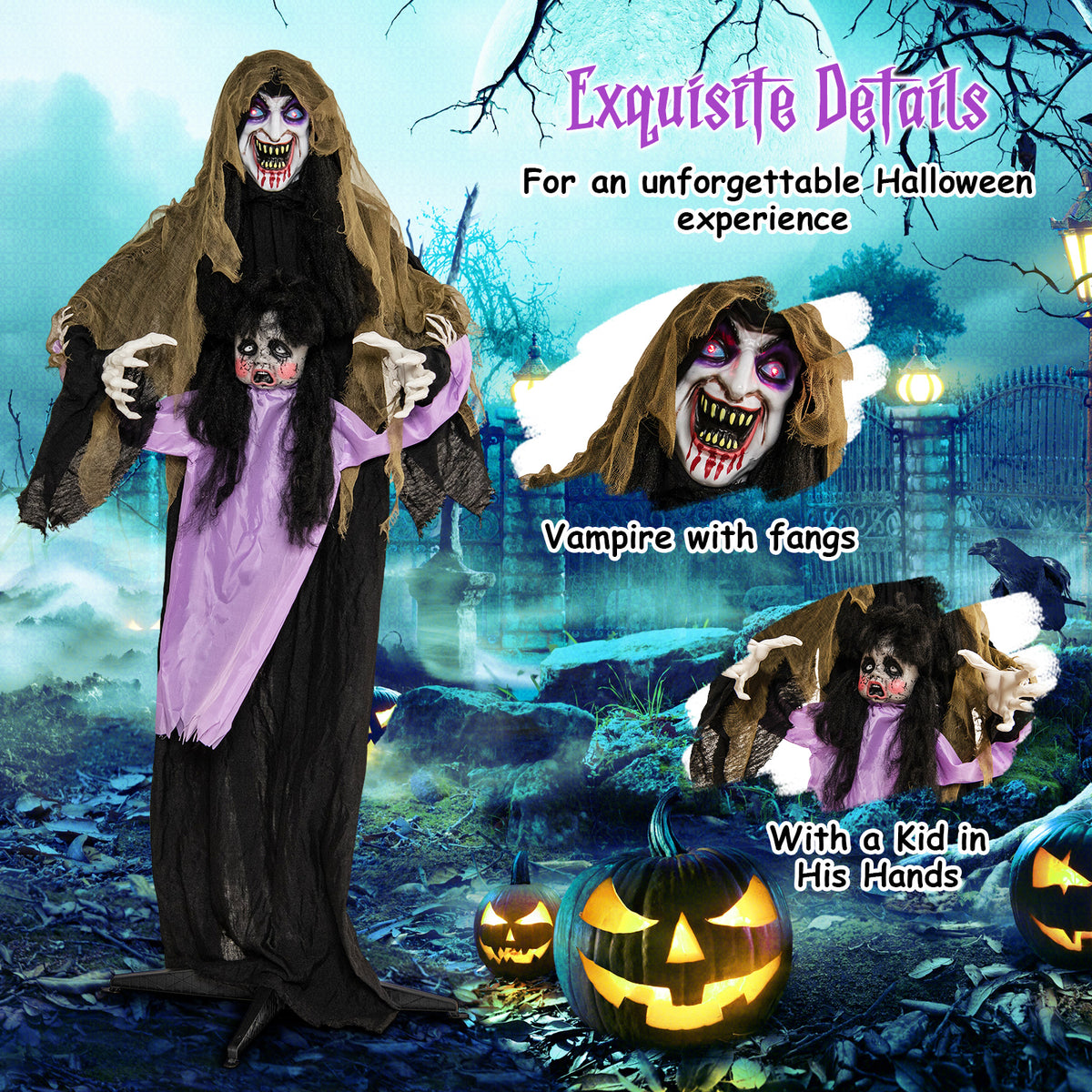 Halloween Vampire Lighted Animated Outdoor Decoration - Yard Lawn Display, Variations Include Vampire