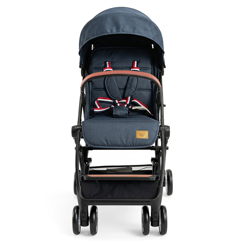 Lightweight Baby Stroller with 3-Position Backrest, Blue - Compact Travel Toddler Pushchair for Airplane