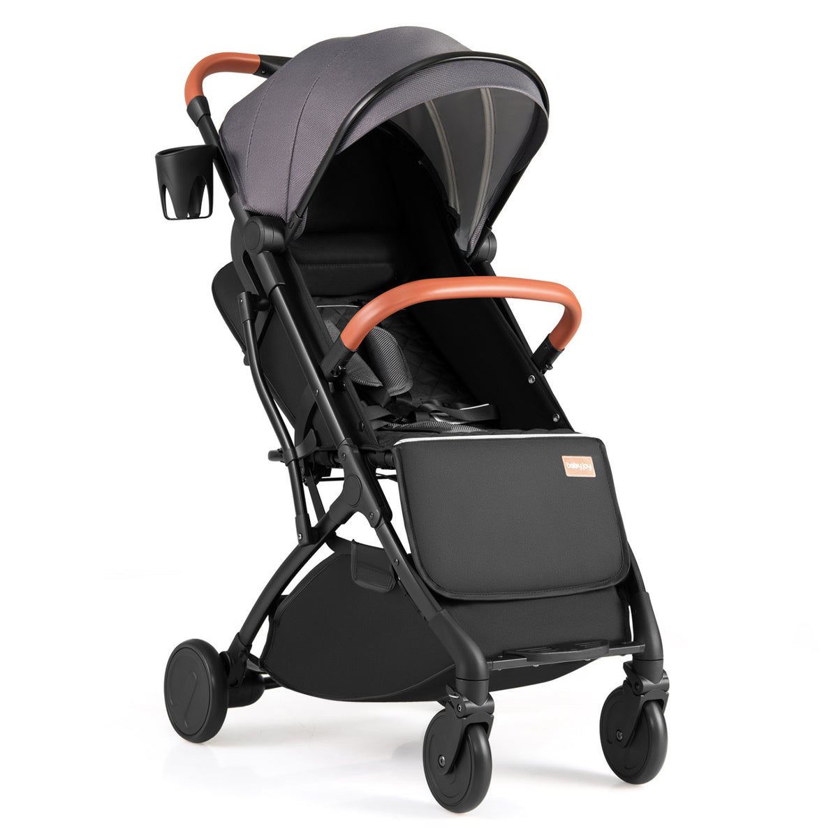 Costway Gray Lightweight Baby Stroller - Compact Travel with One-Hand Folding