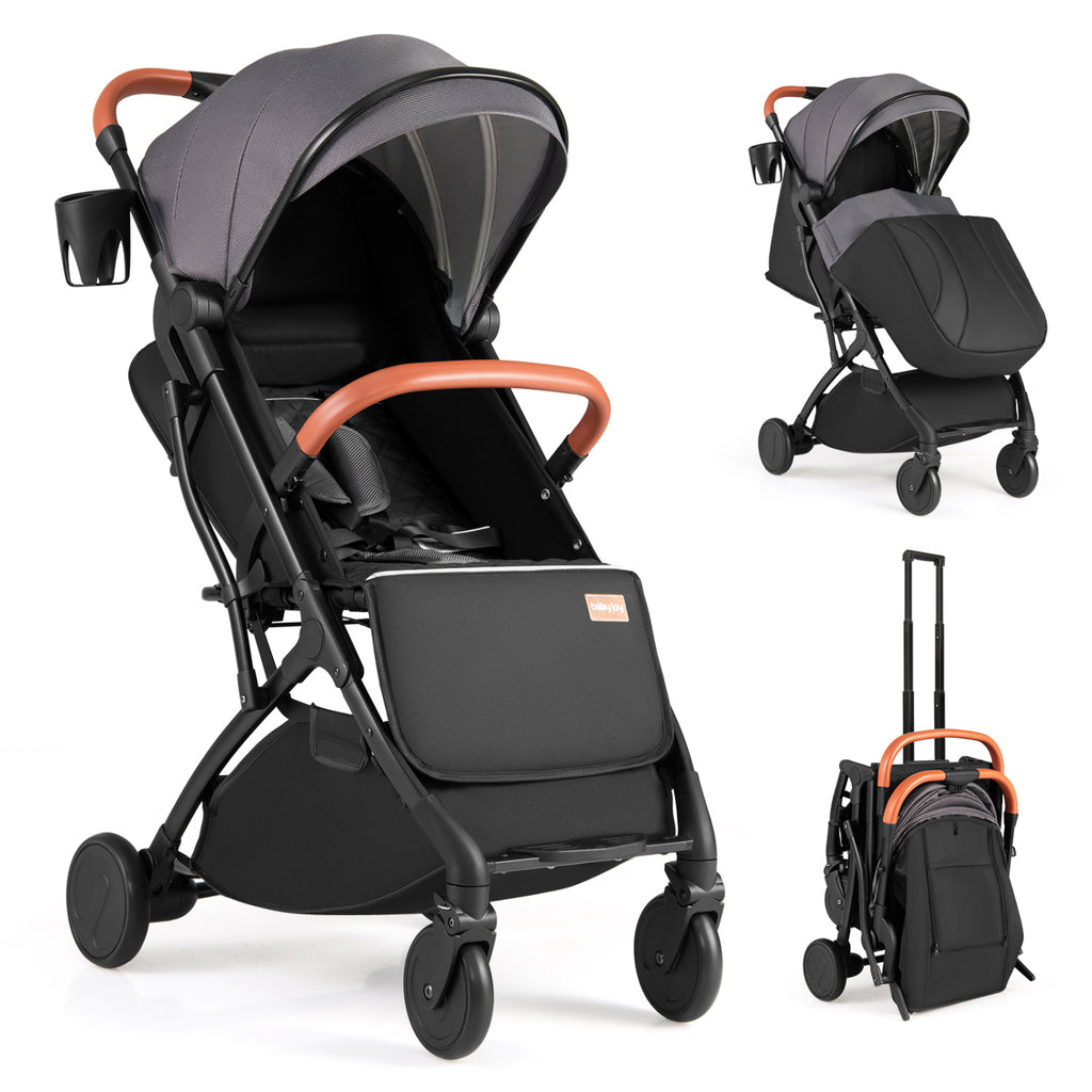 Costway Gray Lightweight Baby Stroller - Compact Travel with One-Hand Folding