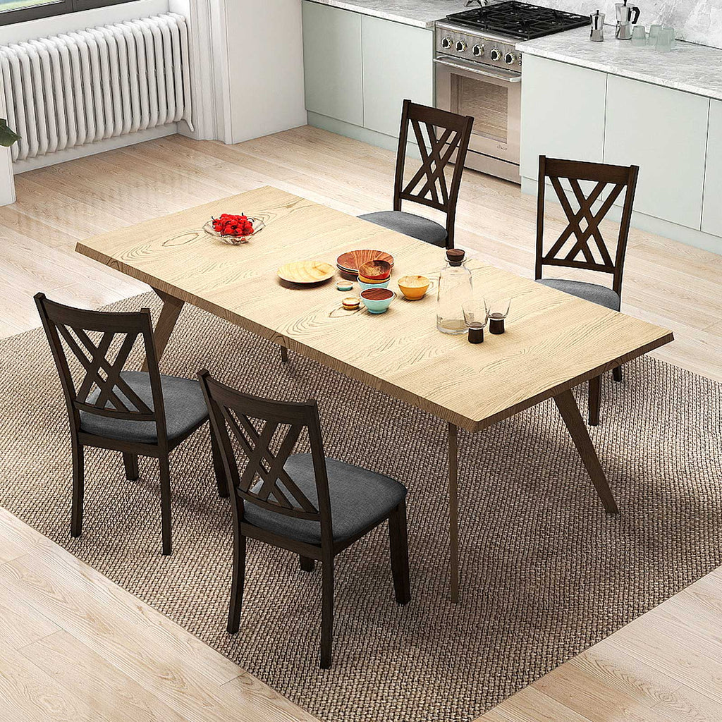 Linen Dining Chair Set of 2, Gray – Wooden Frame