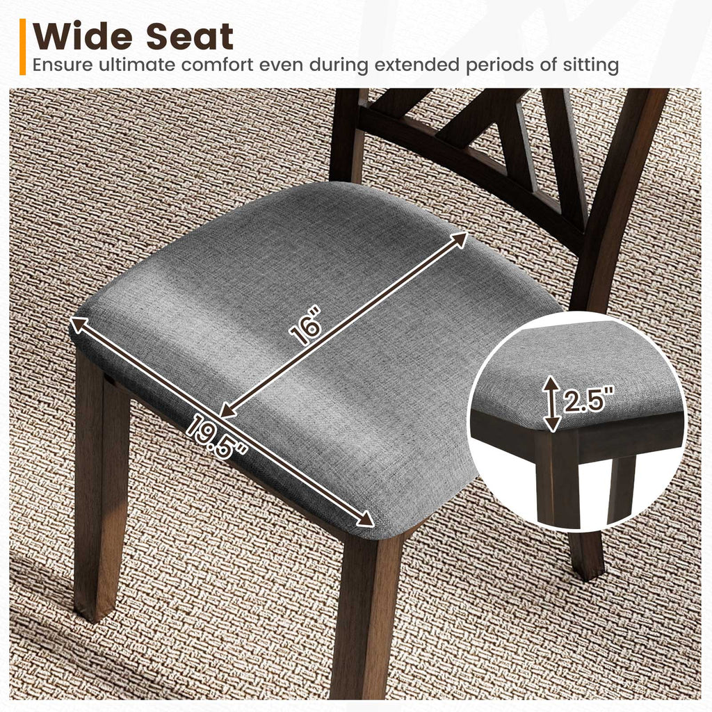 Linen Dining Chair Set of 2, Gray – Wooden Frame