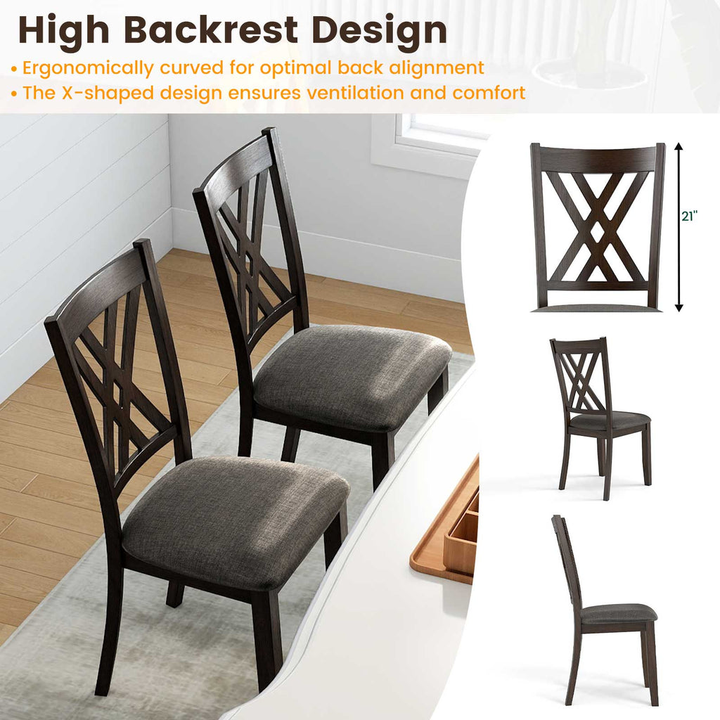 Linen Dining Chair Set of 2, Gray – Wooden Frame